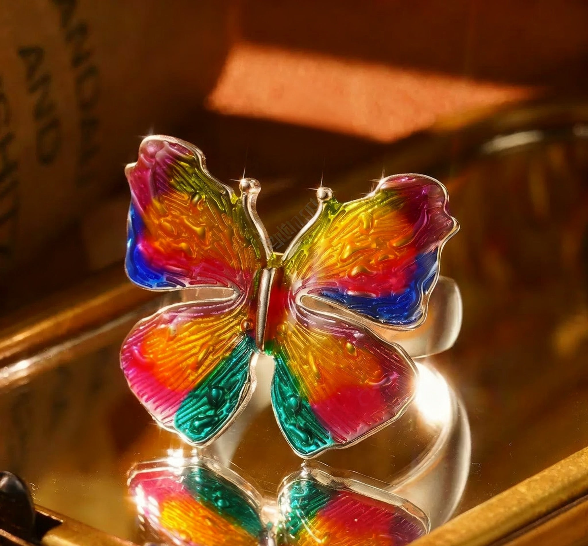 Iridescent Butterfly Ring