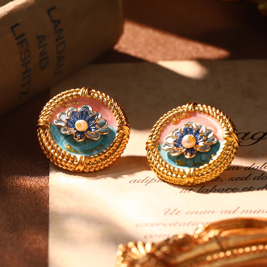 Blue Peony Earrings - Artistry in Bloom