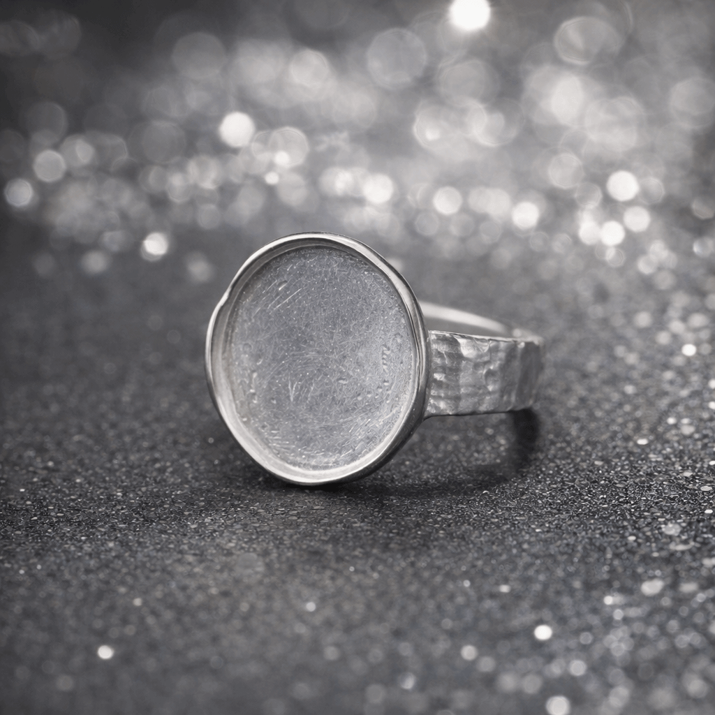 Close-up of a modern women's ring made of plated brass, featuring a subtle handcrafted texture.